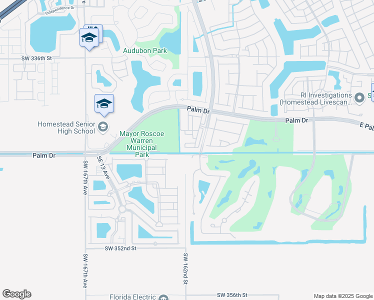 map of restaurants, bars, coffee shops, grocery stores, and more near 1612 Southeast 24th Court in Homestead