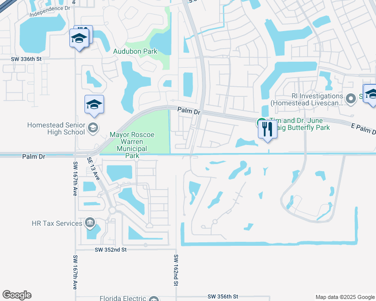 map of restaurants, bars, coffee shops, grocery stores, and more near 1690 Southeast 24th Court in Homestead