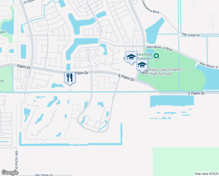 map of restaurants, bars, coffee shops, grocery stores, and more near 15200 Southwest 344th Street in Homestead