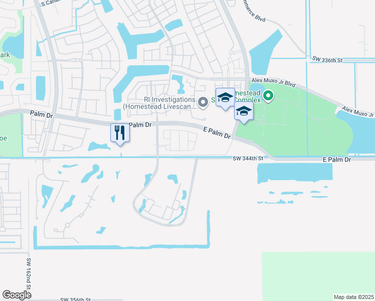 map of restaurants, bars, coffee shops, grocery stores, and more near 15200 Southwest 344th Street in Homestead