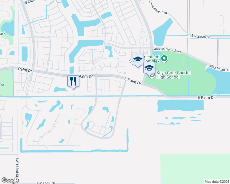 map of restaurants, bars, coffee shops, grocery stores, and more near 15200 Southwest 344th Street in Homestead