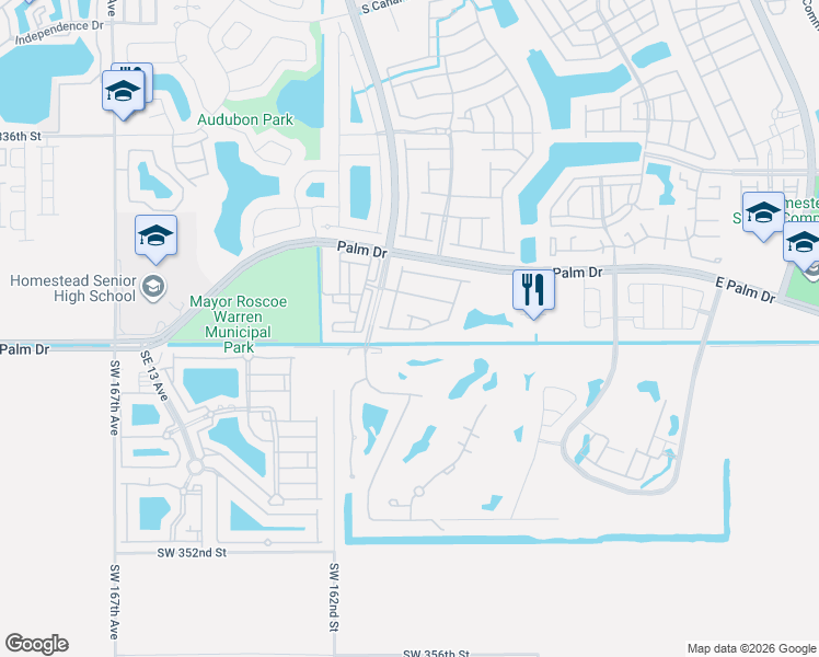 map of restaurants, bars, coffee shops, grocery stores, and more near 2239 Southeast 19th Avenue in Homestead