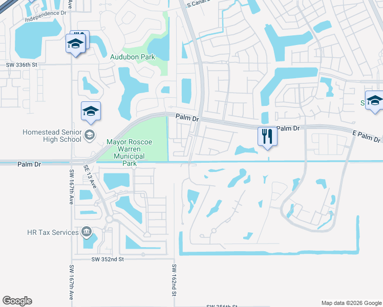 map of restaurants, bars, coffee shops, grocery stores, and more near 2376 Southeast 17th Terrace in Homestead