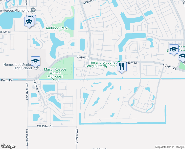 map of restaurants, bars, coffee shops, grocery stores, and more near 2258 Southeast 19th Terrace in Homestead