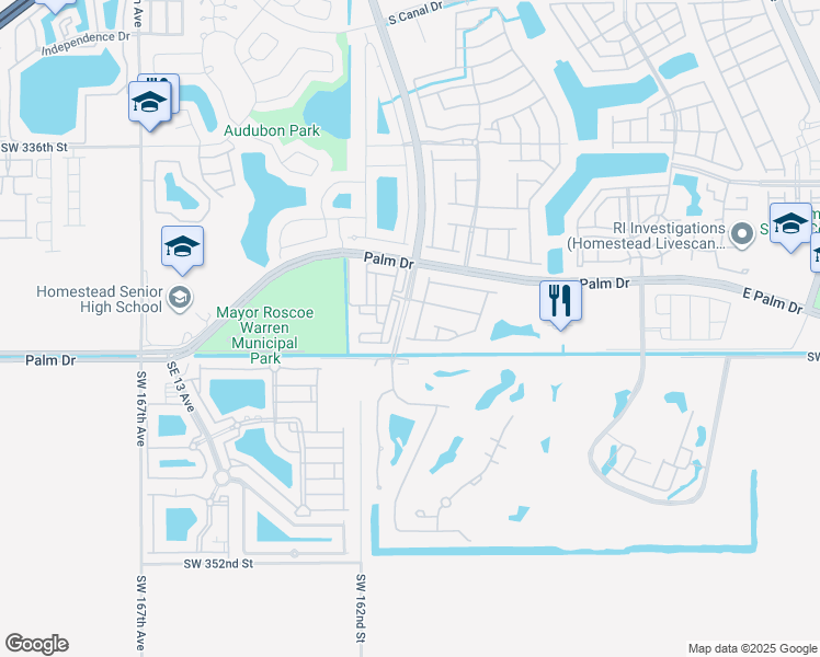 map of restaurants, bars, coffee shops, grocery stores, and more near 2239 Southeast 19th Avenue in Homestead
