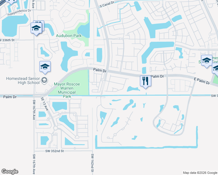 map of restaurants, bars, coffee shops, grocery stores, and more near 2239 Southeast 19th Avenue in Homestead