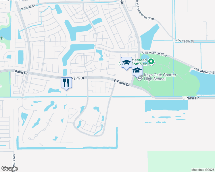 map of restaurants, bars, coffee shops, grocery stores, and more near 15200 Southwest 344th Street in Homestead