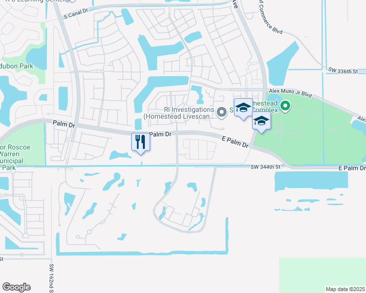 map of restaurants, bars, coffee shops, grocery stores, and more near 15200 SW 344th St in Homestead