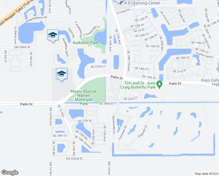 map of restaurants, bars, coffee shops, grocery stores, and more near 2354 Southeast 16th Terrace in Homestead