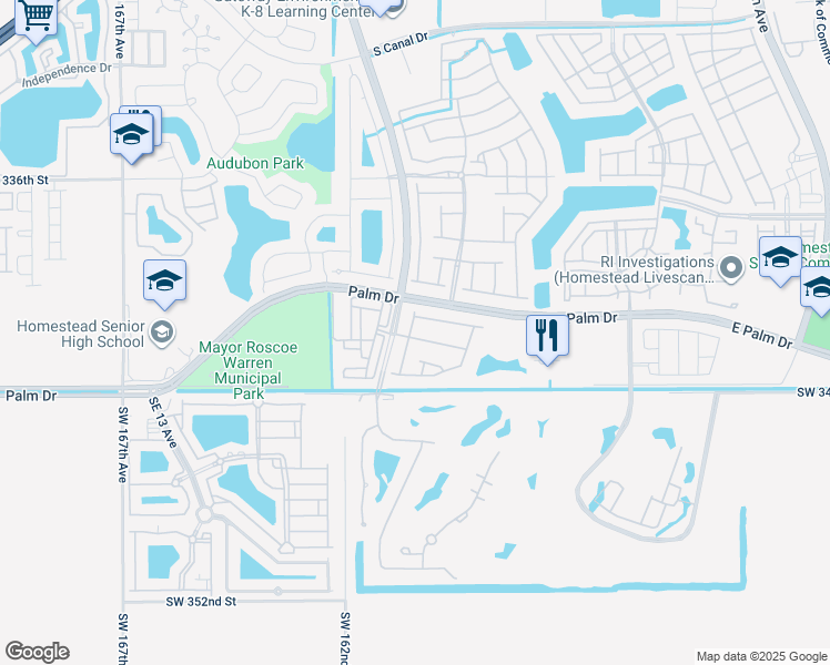 map of restaurants, bars, coffee shops, grocery stores, and more near 1909 Southeast 22nd Court in Homestead