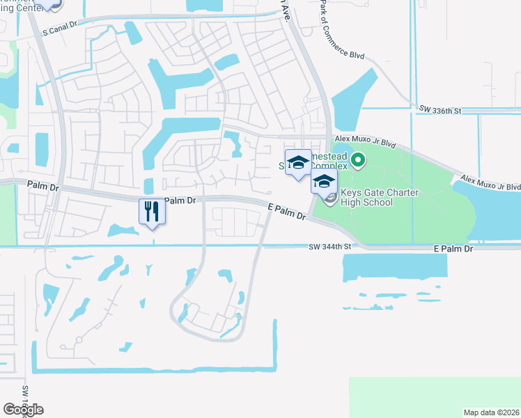map of restaurants, bars, coffee shops, grocery stores, and more near 2258 Southeast 27th Drive in Homestead