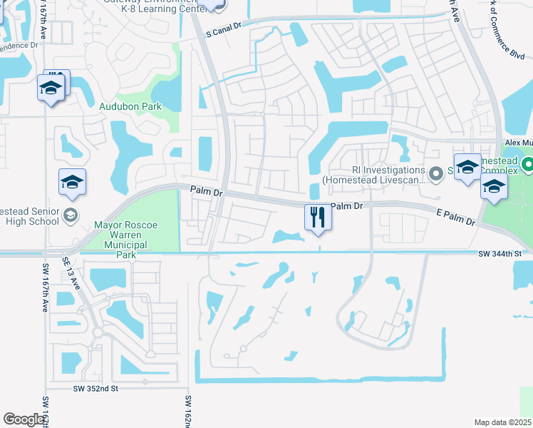 map of restaurants, bars, coffee shops, grocery stores, and more near 2158 Southeast 20th Avenue in Homestead
