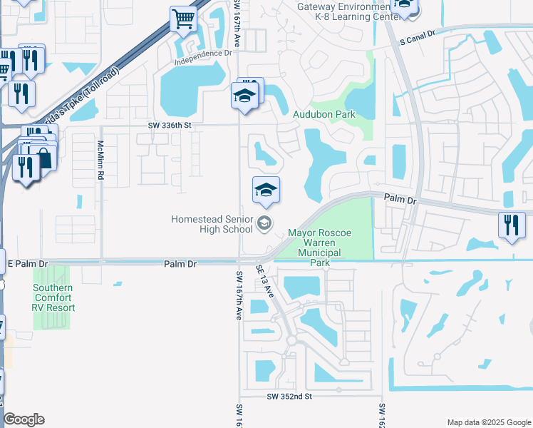 map of restaurants, bars, coffee shops, grocery stores, and more near 2351 SE 12th Ave in Homestead