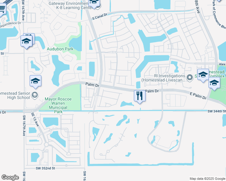 map of restaurants, bars, coffee shops, grocery stores, and more near 1955 Southeast 21st Court in Homestead