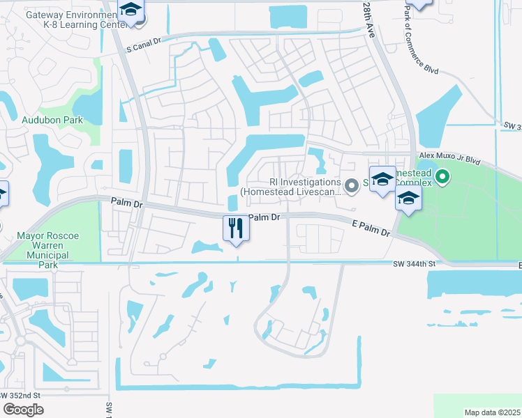 map of restaurants, bars, coffee shops, grocery stores, and more near 2308 Southeast 23rd Road in Homestead