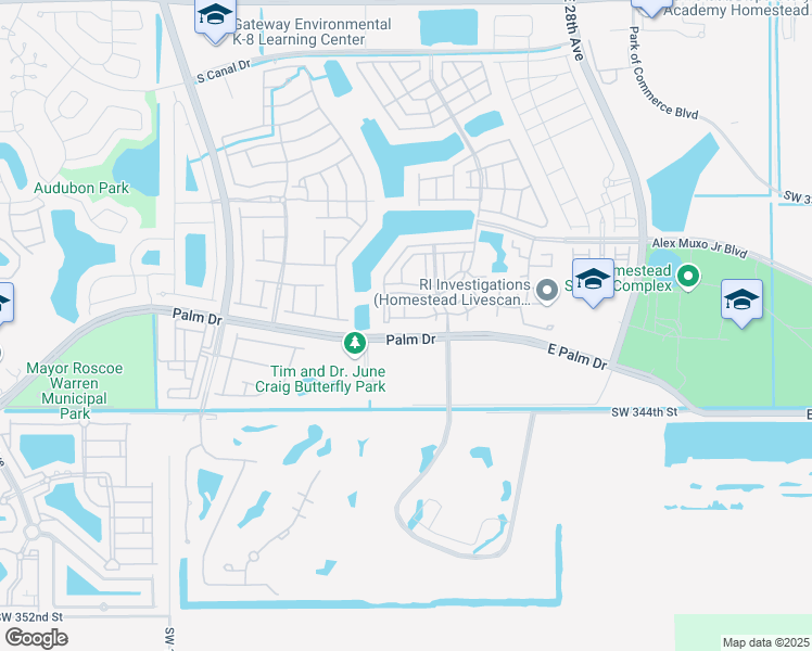 map of restaurants, bars, coffee shops, grocery stores, and more near 2308 Southeast 23rd Road in Homestead