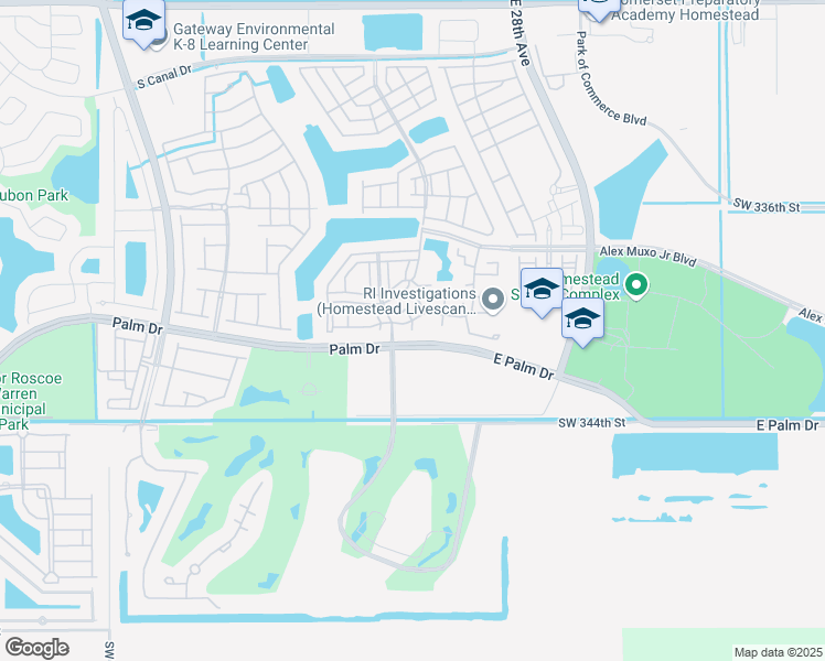 map of restaurants, bars, coffee shops, grocery stores, and more near 2342 Southeast 24th Avenue in Homestead