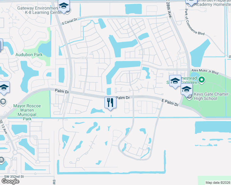 map of restaurants, bars, coffee shops, grocery stores, and more near 2306 Southeast 23rd Avenue in Homestead