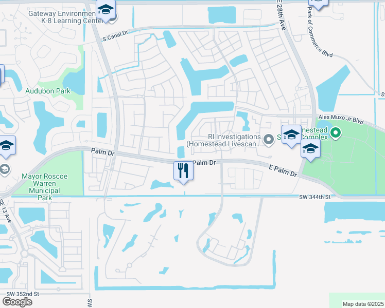 map of restaurants, bars, coffee shops, grocery stores, and more near 2306 Southeast 23rd Avenue in Homestead