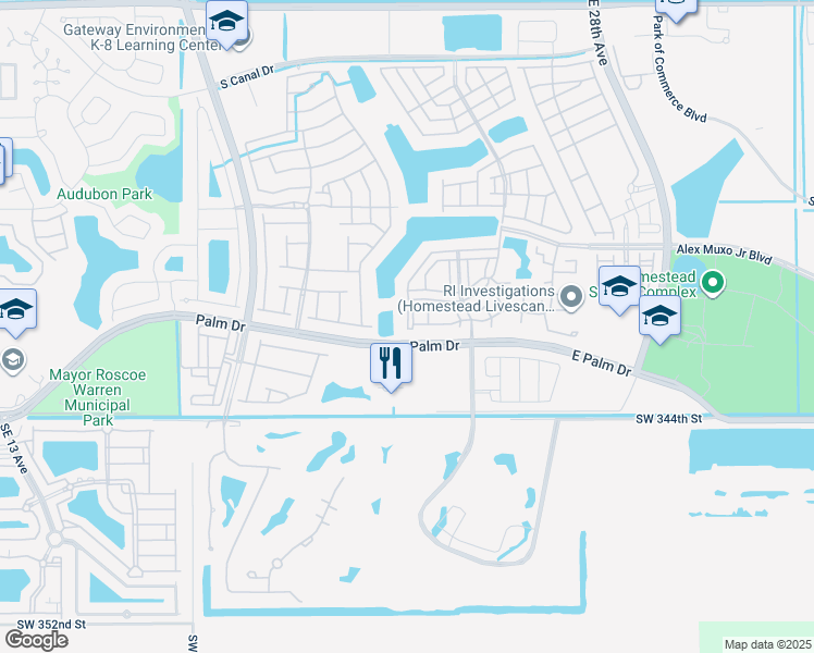 map of restaurants, bars, coffee shops, grocery stores, and more near 2306 Southeast 23rd Avenue in Homestead