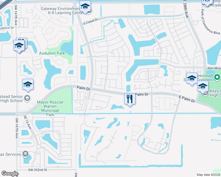 map of restaurants, bars, coffee shops, grocery stores, and more near 1860 Southeast 20th Terrace in Homestead