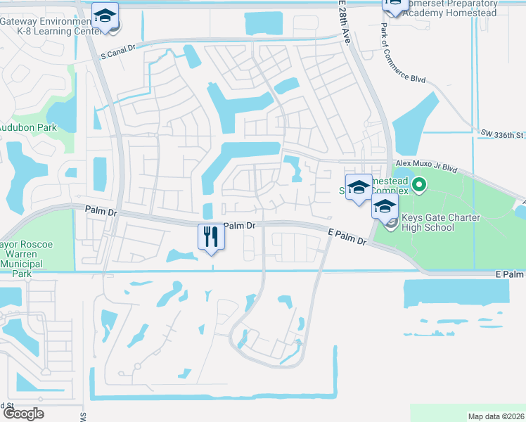 map of restaurants, bars, coffee shops, grocery stores, and more near 2209 Southeast 24th Place in Homestead
