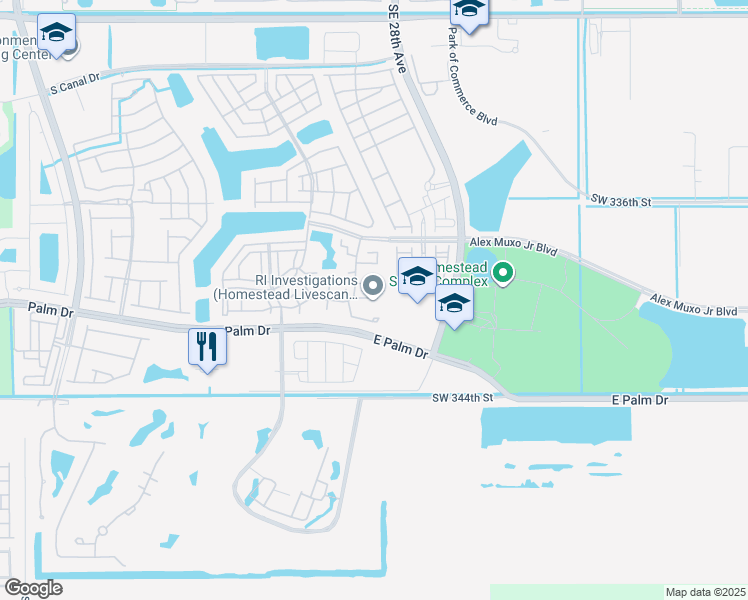 map of restaurants, bars, coffee shops, grocery stores, and more near 2652 Southeast 21st Court in Homestead