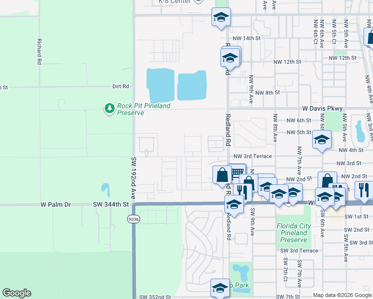 map of restaurants, bars, coffee shops, grocery stores, and more near in Florida City
