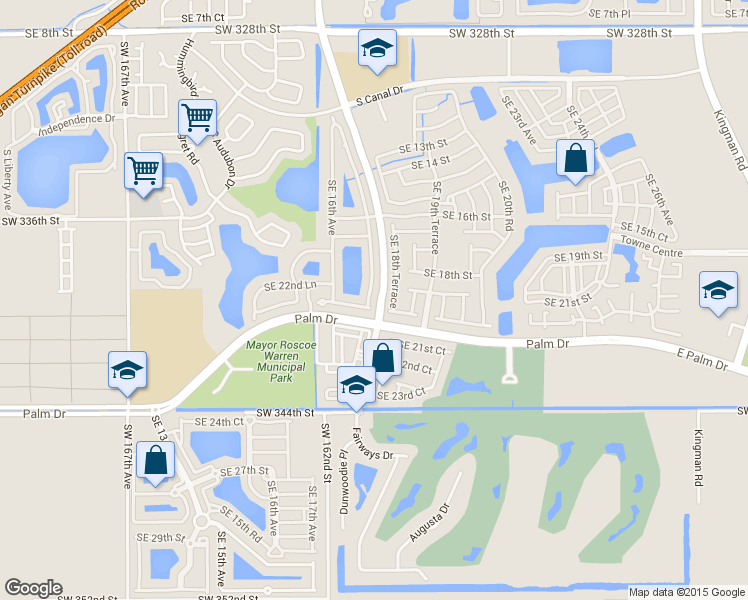 map of restaurants, bars, coffee shops, grocery stores, and more near 1890 Southeast 18th Terrace in Homestead