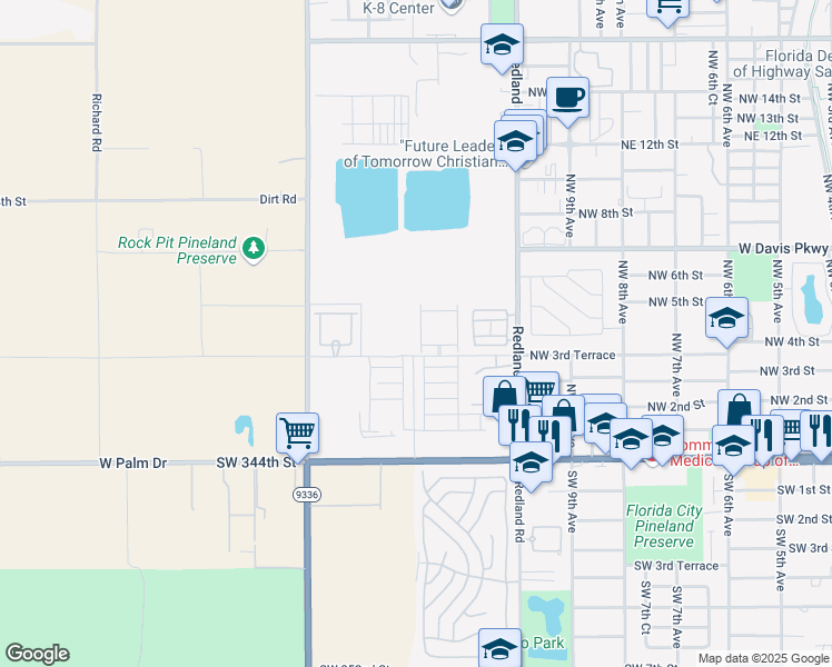 map of restaurants, bars, coffee shops, grocery stores, and more near in Florida City
