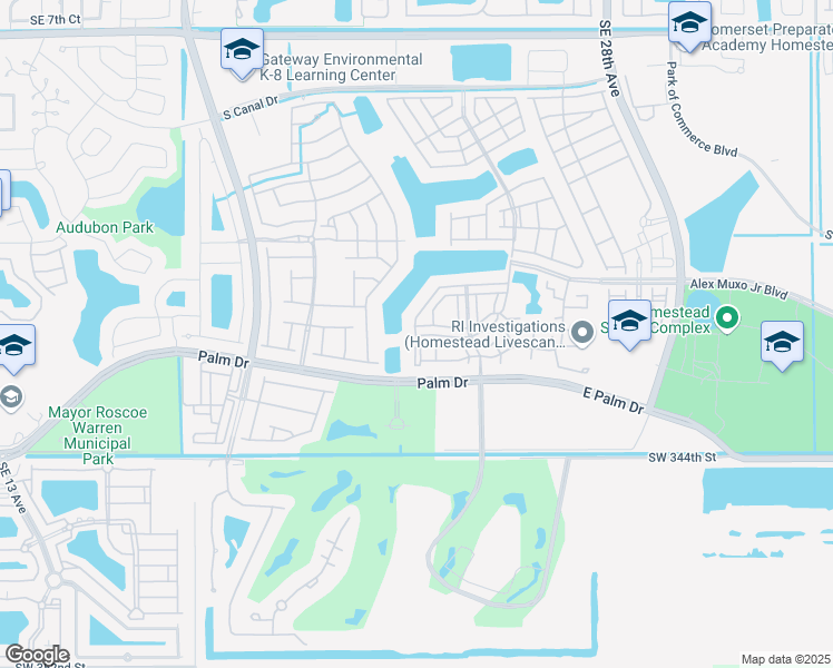 map of restaurants, bars, coffee shops, grocery stores, and more near 2304 Southeast 21st Street in Homestead