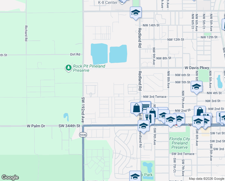 map of restaurants, bars, coffee shops, grocery stores, and more near in Florida City