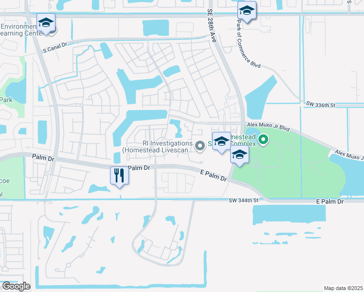 map of restaurants, bars, coffee shops, grocery stores, and more near 2026 Southeast 26th Lane in Homestead