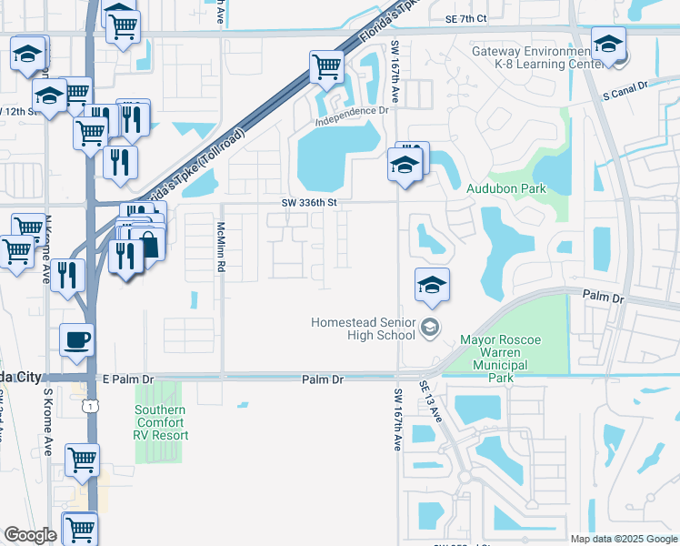 map of restaurants, bars, coffee shops, grocery stores, and more near 918 Southeast 9th Terrace in Florida City