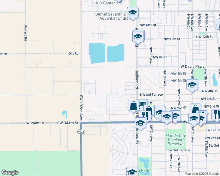 map of restaurants, bars, coffee shops, grocery stores, and more near in Florida City