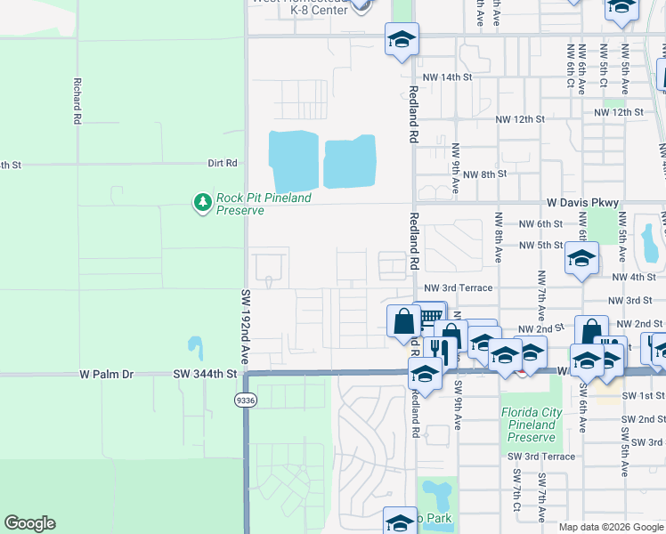 map of restaurants, bars, coffee shops, grocery stores, and more near in Florida City
