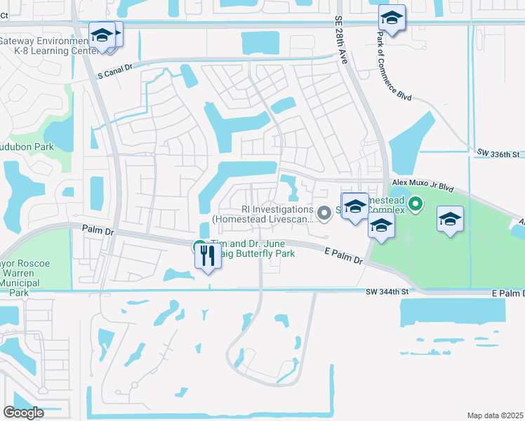 map of restaurants, bars, coffee shops, grocery stores, and more near 2209 Southeast 24th Place in Homestead