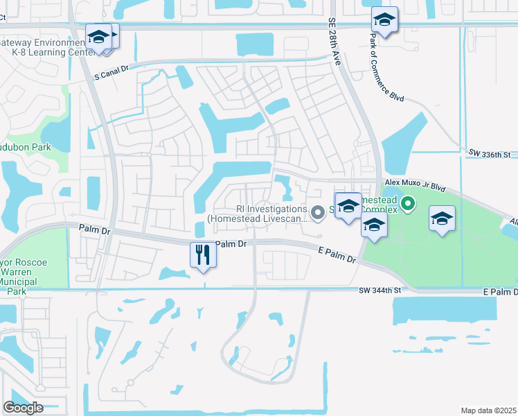 map of restaurants, bars, coffee shops, grocery stores, and more near 2209 Southeast 24th Place in Homestead