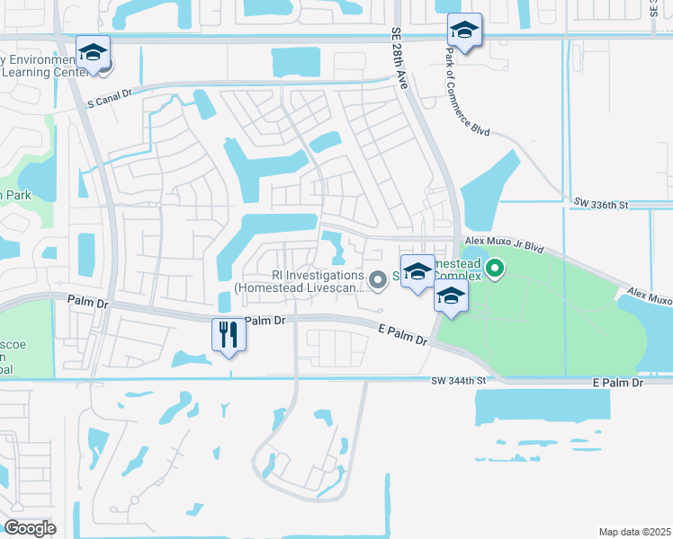 map of restaurants, bars, coffee shops, grocery stores, and more near 2026 Southeast 26th Lane in Homestead