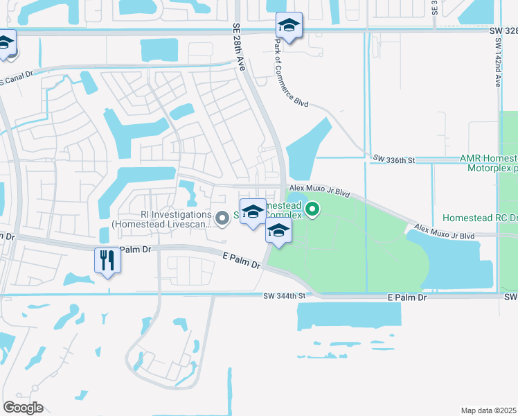 map of restaurants, bars, coffee shops, grocery stores, and more near 1664 Southeast 27th Terrace in Homestead