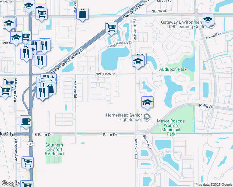 map of restaurants, bars, coffee shops, grocery stores, and more near 1767 Southeast 9th Terrace in Florida City