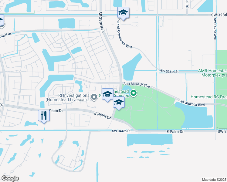 map of restaurants, bars, coffee shops, grocery stores, and more near 1590 Southeast 27th Terrace in Homestead