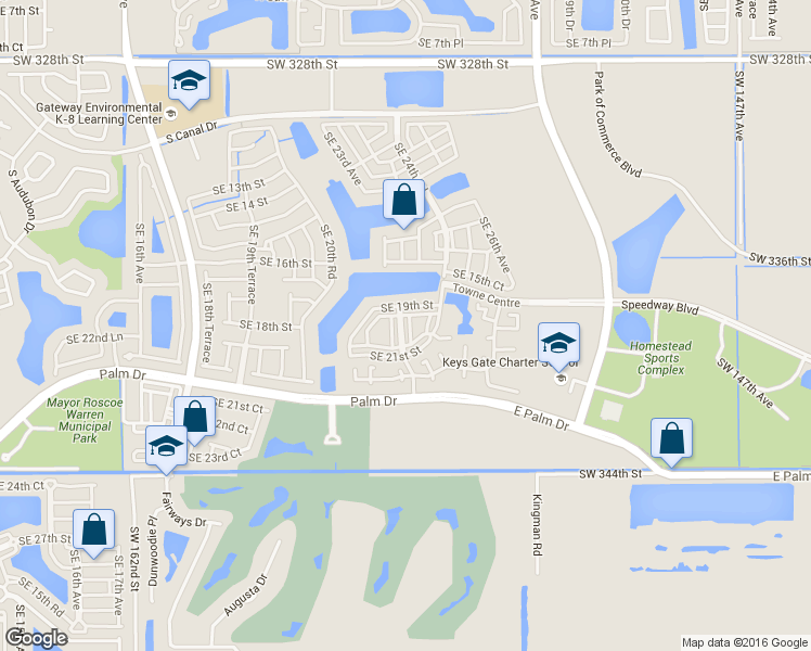 map of restaurants, bars, coffee shops, grocery stores, and more near 1932 Southeast 23rd Road in Homestead