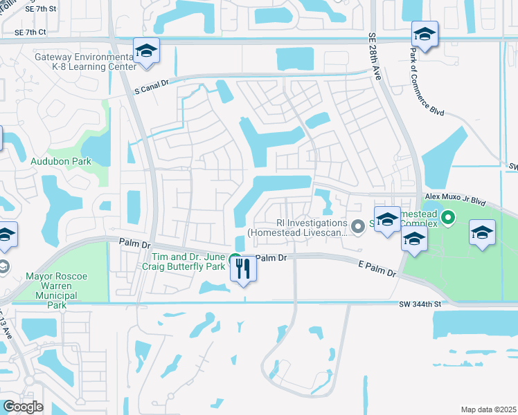 map of restaurants, bars, coffee shops, grocery stores, and more near 1944 Southeast 23rd Avenue in Homestead