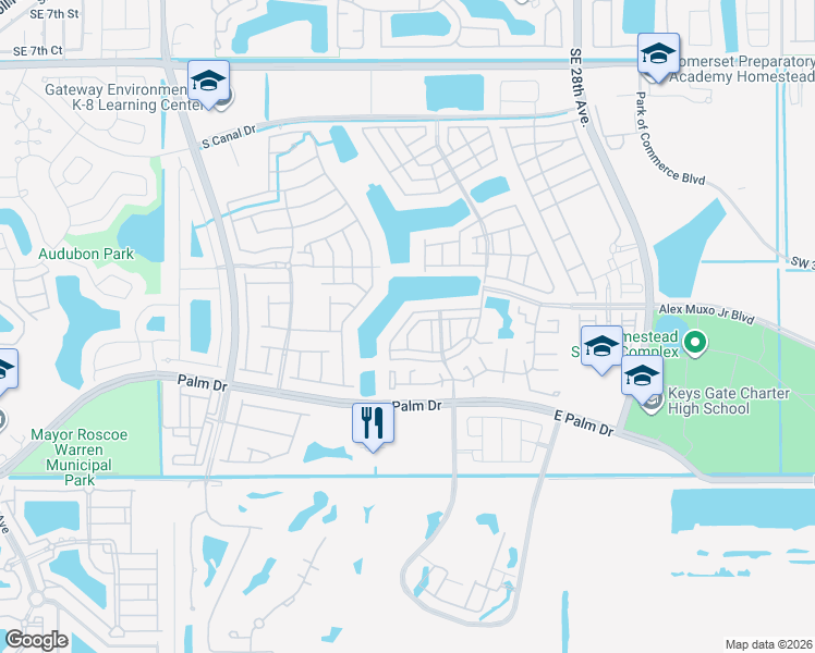 map of restaurants, bars, coffee shops, grocery stores, and more near 1944 Southeast 23rd Avenue in Homestead