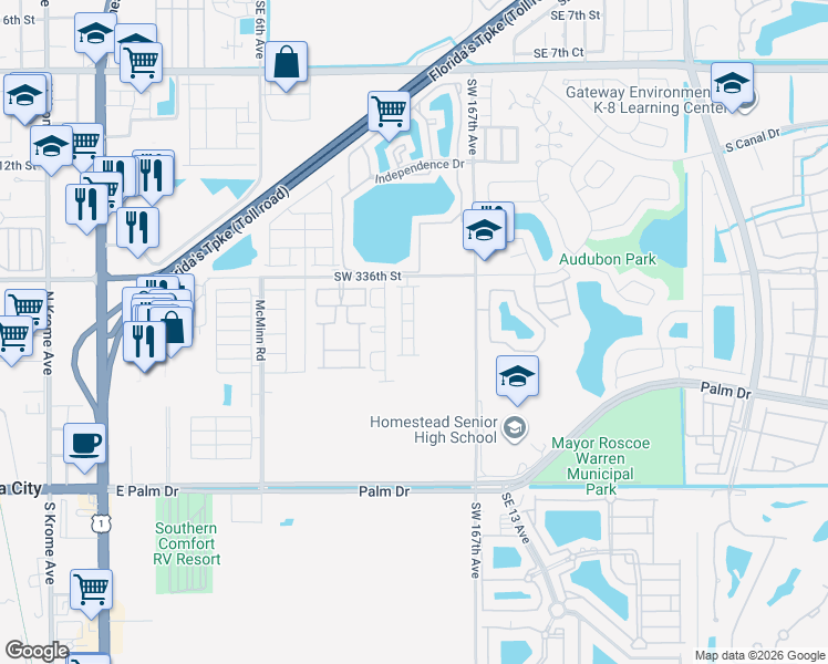map of restaurants, bars, coffee shops, grocery stores, and more near 1767 Southeast 9th Terrace in Florida City