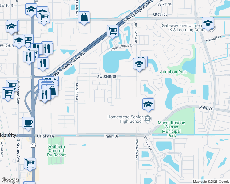 map of restaurants, bars, coffee shops, grocery stores, and more near 1767 Southeast 9th Terrace in Florida City