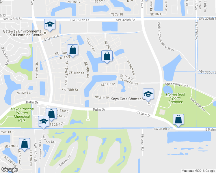 map of restaurants, bars, coffee shops, grocery stores, and more near 1932 Southeast 23rd Road in Homestead