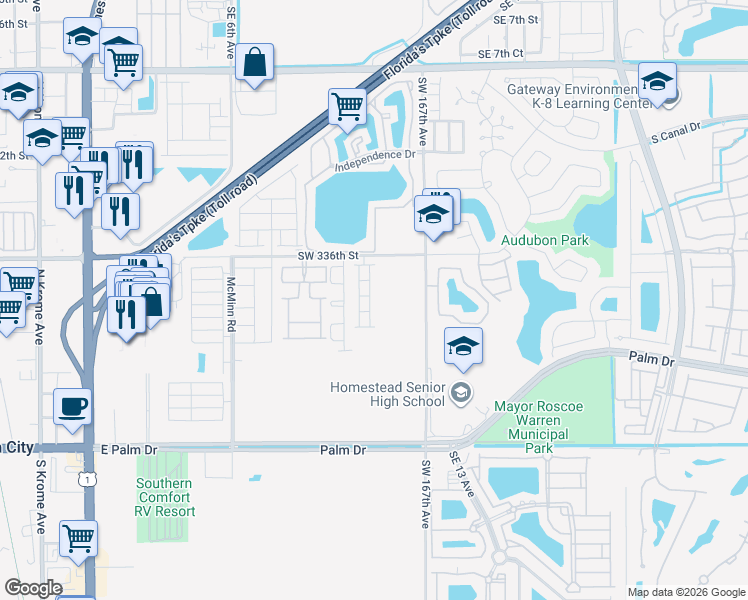 map of restaurants, bars, coffee shops, grocery stores, and more near 1767 Southeast 9th Terrace in Florida City