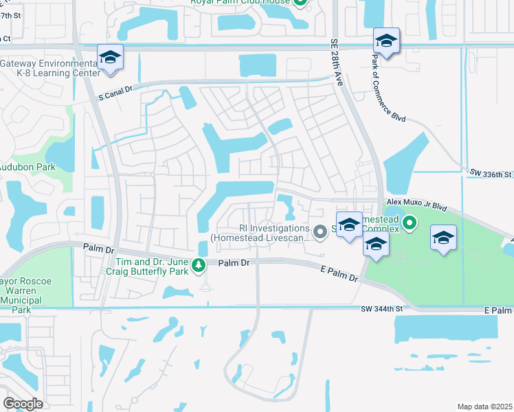 map of restaurants, bars, coffee shops, grocery stores, and more near 1936 Southeast 24th Terrace in Homestead